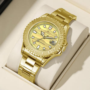 Montre à quartz pour homme Gohuos 58818, or, aiguilles lumineuses, étanche, date automatique, sport, bracelet en acier inoxydable - Product Image 1