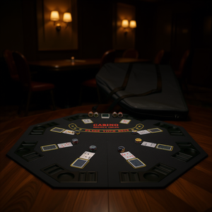 Tapis de jeu de casino octogonal portable INO Design de 48 pouces, plateau de poker pliable avec plateau à jetons pour 8 joueurs Texas Holdem - Product Image 2