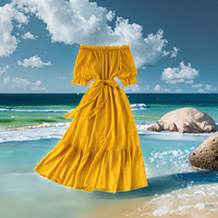 Robes d'été décontractées élégantes pour femmes Robe à manches courtes et à volants de couleur unie pour femmes pour la fête