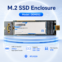 Boîtier SSD M.2 en aluminium USB 3.2 Gen2x2 Type-C mâle double protocole 20 Gbit/s NVMe SATA Max 8 To Disque externe portable multi-OS