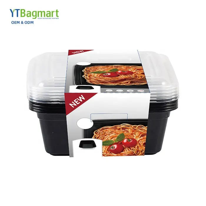 Disposable Round BPA Free Plastic Takeaway Food Containers 3 Compartment Meal Prep Containers With Lids