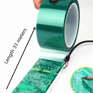 Lityum pil ambalaj Polyester Film bant yapışkan toz kaplama PCB maskeleme PET silikon yeşil bant