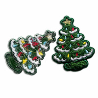 Patchs en chenille sergé écologiques et personnalisés, formes alphabet et sapin de Noël brodées pour chapeaux et vêtements