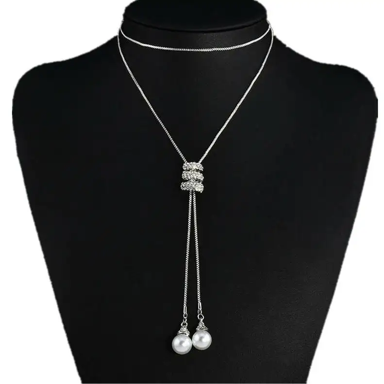 Collane di gioielli di moda con catena di perle In argento Set di ciondoli In gioielli di moda con conchiglia regalo a maglie lunghe collane di migliori amici