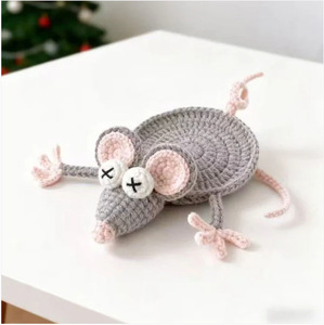 Finished Handwoven Animal Cup Coaster Creative Handmade Knitted Funny Heat-Insulating Mat <b>Desk</b> Decoration - Product Image 4