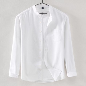 Camisas Oxford Casuales de <span class=keywords><strong>Manga</strong></span> <span class=keywords><strong>Larga</strong></span> con <span class=keywords><strong>Cuello</strong></span> <span class=keywords><strong>Mao</strong></span> para Hombre, Nuevo Estilo, 100% Algodón, Antiarrugas - Product Image 3