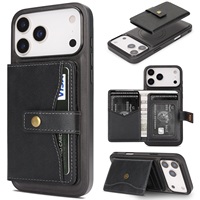 Étui de téléphone 2-en-1 détachable en cuir PU pour iPhone Air avec chargement sans fil, porte-cartes et housse de protection pour iPhone 17 16 15 Pro