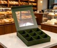 Boîte à gâteau personnalisée en papier, emballage alimentaire, boîte à brownie, boîte à donuts, boîte à gâteau carrée, emballage de boulangerie de luxe avec fenêtre