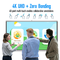Écran plat interactif tout-en-un 4K de 65 pouces, écran tactile 40 points, tableau blanc intelligent pour salle de classe
