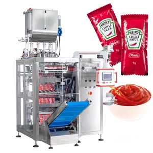 Automatic vffs multi lane peanut butter chili sauce tomato paste filling packaging machine ffs liquid packing sachet machine
