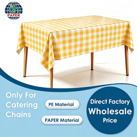 Nappe jetable rectangulaire en plastique à carreaux jaunes et blancs, résistante aux taches, en gros pour les chaînes de restaurants BBQ et grillades
