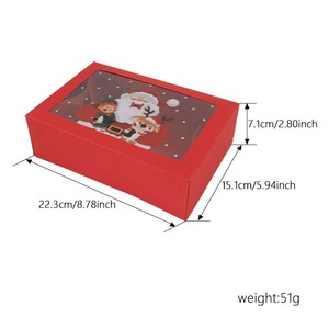 Caja de embalaje de regalo de Navidad Caja de galletas transparente con ventana de caramelo horneado rojo - Product Image 5