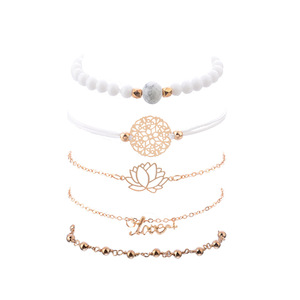 Pulseras de amor en inglés de loto para <span class=keywords><strong>hombre</strong></span> y mujer, juego de pulseras de joyería con cuentas de turquesa blanca - Product Image 3