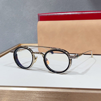 Monture de lunettes de vue vintage pour hommes, design rond, double pont, en acétate et métal, style rétro, pour verres correcteurs