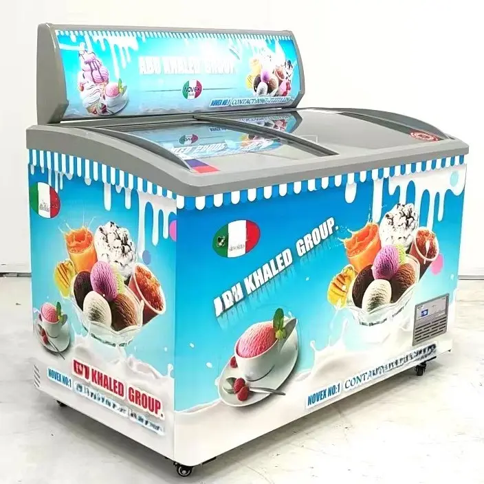 Présentoir refroidisseur crème glacée équipement de réfrigération congélateurs en verre pour la maison restaurant boutique boucherie supermarché d'affaires