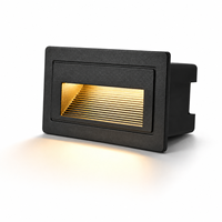 Lumière d'escalier carrée LED IP65 étanche pour extérieur, jardin, mur, encastrée, 3W, blanc chaud, aluminium