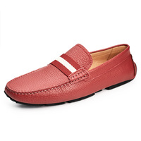 Chaussures en cuir respirantes à enfiler pour hommes, style britannique, mocassins décontractés à semelle souple, modèle VOGU F9977 rouge, pour l'année du Zodiaque