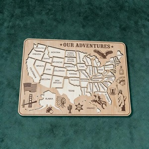 MCX Mappa del Mondo in Legno Personalizzata con Incisione Laser 3D, Puzzle della Mappa Americana, Decorazione Ornamentale, Giocattoli Educativi per Bambini, Artigianato - Product Image 1