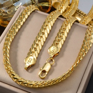 Zeadear Fashion Trendy Brass <b>Copper</b> Alloy 18K Gold Plated 10mm Link <b>Chains</b> Necklace Unisex Anniversary Made China No Stones - Product Image 2