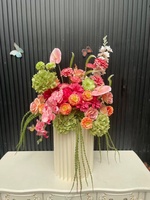Rangkaian Bunga Pernikahan Warna Hangat 50cm, Centerpiece Meja Bunga Pink untuk Dekorasi Acara Pernikahan