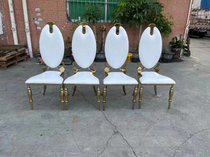 Wedding Banquet Event Hall Chairs <b>White</b> and Gold Decoration Chairs Luxury Golden Stainless Steel Wedding Chairs - Product Image 2