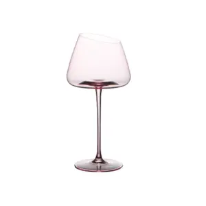 Raymond Loodvrije Kristallen Beker Diagonale Roze Rode Wijn Tumbler Bordeauxrood 650Ml
