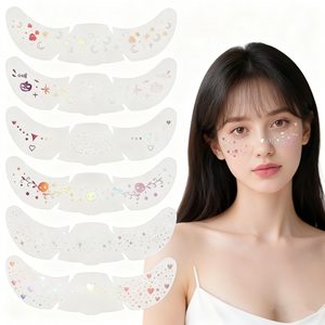 Taches de rousseur holographiques multicolores personnalisées/or/argent/or <span class=keywords><strong>rose</strong></span> tatouages de visage patchs de maquillage de mode temporaire en blanc vente en gros - Product Image 4