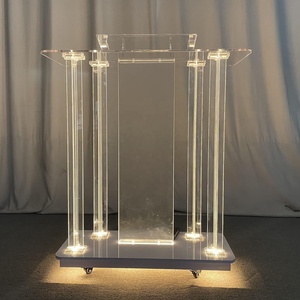 Custom Simple Acrylic Podium Plexiglass Clear Lightening <strong>Church</strong> <strong>Pulpit</strong> Stand School Meeting Lectern Perspex Acrylic Podium Stand - Product Image 4