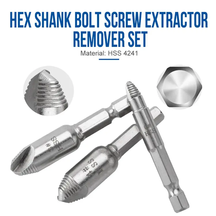 5PCS HSS Thép Tốc Độ Cao Bị Hư Hỏng Vít Extractor Khoan Bits Set Bị Phá Vỡ Bolt Stud Vít Remover Công Cụ Sửa Chữa