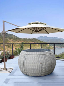 Muebles de mimbre únicos para <span class=keywords><strong>terraza</strong></span>, mesa y silla, <span class=keywords><strong>cubierta</strong></span> de mesa compacta para exteriores, conjunto de jardín de 4 asientos - Product Image 5