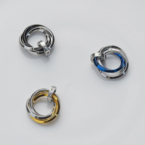 Three <b>Ring</b> Stainless Steel Pendant Charm Geometric <b>Circle</b> Design Unisex Jewelry Accessory For Necklace Sweater Chain DIY - Product Image 1