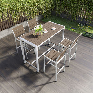 Coets 2 años de garantía 4 plazas 1500 aluminio rectángulo al aire libre restaurante Silla de mesa alta <span class=keywords><strong>con</strong></span> madera PS - Product Image 2
