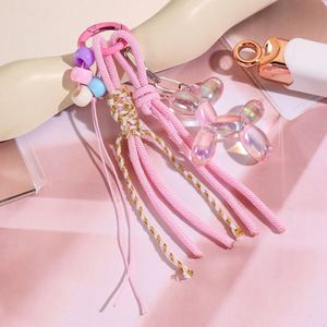 Hot Selling Balloon Dog Keychain Bow <b>Letter</b> Bead Hanging Decoration Sweet Hanging Rope Backpack Accessories Keychain Pendant - Product Image 4