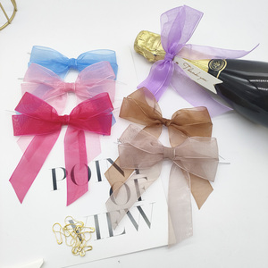 12 Pezzi All'Ingrosso Fiocchi in Nastro di Chiffon Trasparente con Laccetto per Decorazione di Sacchetti per Dolci, Candele, Bottiglie, Borse - Product Image 1