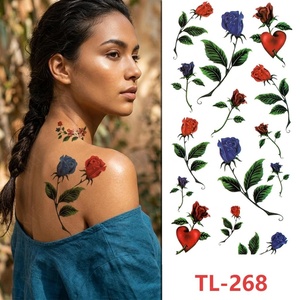 Tatuajes Temporales <span class=keywords><strong>de</strong></span> Flores Pequeñas, Tribales, Tradicionales, <span class=keywords><strong>de</strong></span> Rosas, Coloridas, Negras, <span class=keywords><strong>para</strong></span> Piernas, Brazos y Hombros, <span class=keywords><strong>para</strong></span> Hombres y Mujeres - Product Image 2
