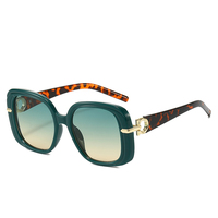 Lunettes de soleil de luxe vintage 2025 à grande monture carrée pour femmes et hommes, style punk classique, verres dégradés, monture dorée motif léopard
