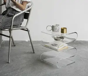 <span class=keywords><strong>Table</strong></span> d'appoint en acrylique Tables basses d'extrémité en forme <span class=keywords><strong>de</strong></span> S <span class=keywords><strong>Table</strong></span> à boissons transparente <span class=keywords><strong>Table</strong></span> <span class=keywords><strong>de</strong></span> <span class=keywords><strong>nuit</strong></span> en acrylique - Product Image 6
