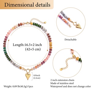 Collana Artigianale con Ciondolo in Acciaio Inossidabile e Pietre Naturali Colorate, Stile Bohemien, Nuova Collezione Moda <span class=keywords><strong>2026</strong></span>, Gioielli da Donna - Product Image 5