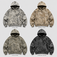 Produsen Set Hoodie Camo Oversize Berat 480 Gsm, Model Boxy, Cetak Kustom, Gaya Hip Hop Streetwear, Hoodie Pendek