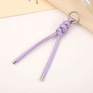 DIY PU Leather Rope Keychain Candy Color Woven Knot Design with Removable <b>Ring</b> Handmade Bag Pendant for Car <b>Keys</b> - Product Image 4