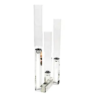 Groothandel Clear Tall 3 Arm Kristallen Kandelaar Bruiloft Middelpunt Tafel Decor Glas Kandelaar Houders Voor Event Party Op Verkoop