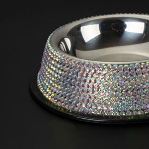 <span class=keywords><strong>Pink</strong></span> Rhinestone <span class=keywords><strong>Cat</strong></span> Bowls Bling Dog <span class=keywords><strong>Bowl</strong></span> Aço inoxidável para animais de estimação Alimentos Pratos De Água Sparkly Luxo Full Rhinestones Dog Bowls - Product Image 5