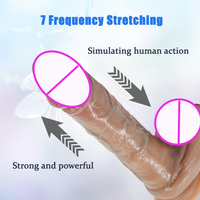 Gode en silicone réaliste avec vibration à 10 fréquences Gode à texture claire Jouets mous pour adultes-Godes énormes pour elle