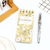Carnet d'étudiant mignon format A7 avec motif floral frais, couverture en papier à spirale portable