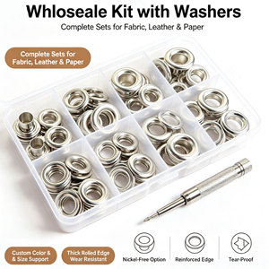Kit completo de <span class=keywords><strong>ojales</strong></span> metálicos al por mayor <span class=keywords><strong>con</strong></span> borde enrollado grueso y reforzado, <span class=keywords><strong>con</strong></span> herramienta de instalación para bolsos, tiendas de campañ<span class=keywords><strong>a</strong></span>, <span class=keywords><strong>lona</strong></span> y manualidades. - Product Image 1