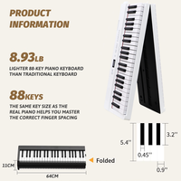 KERID Foldable Piano Keyboard Electronic Folding Piano MIDI Bluetooth Musical Instrument Portable 88 Keys Digital Folding Piano