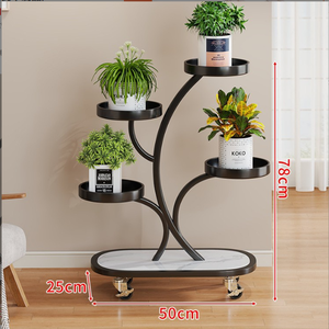 Nuovo Scaffale da Terra per Balcone nel Soggiorno con Ruote e Portavasi in Ferro - Product Image 5