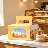 Boîte à gâteau pliable en carton blanc avec couvercle, boîte d'emballage personnalisée pour pâtisserie et desserts