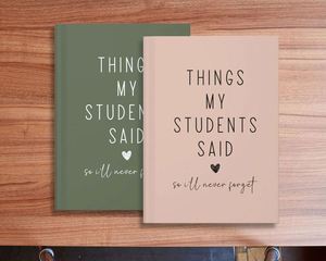 Wholesale A5 Custom Text Hardcover Journal Souvenir <b>Book</b> 100 Sheets Leather Thread Sewing Bound Things My Students Say Notebook - Product Image 2