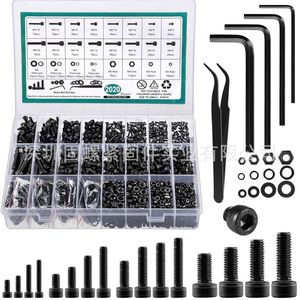 Blackened 12.9 Grade M2 M5 Cup Head Hex Socket Screws Nuts Washers Set 2020pcs DIN912 Star Drive - Product Image 1
